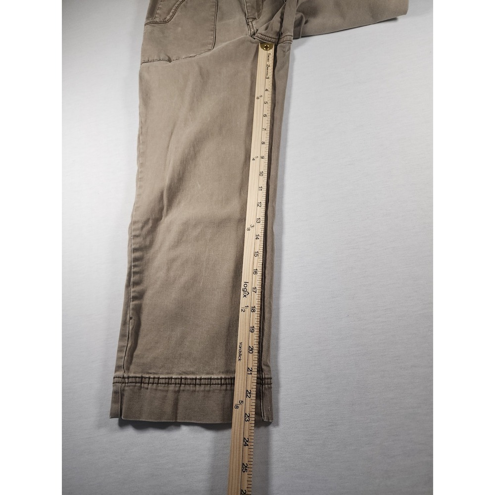 Jag Womens y2K Stretch Wide Leg Utility Pants Tan Khaki Size 8 Patch Pocket Crop - Picture 2 of 9